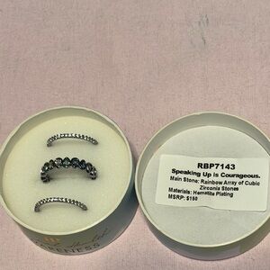 Silver and Rainbow Zirconia Rings Set